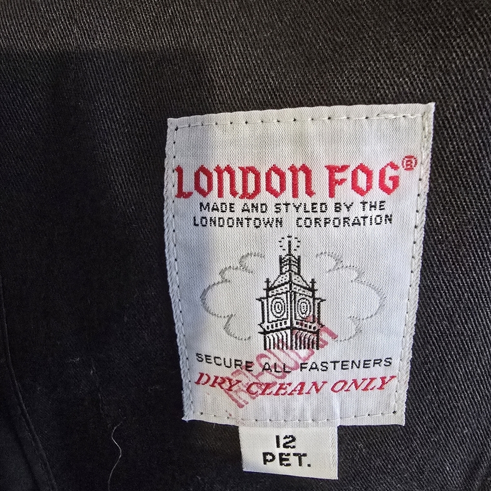 London Fog Navy Trench Coat Size 12 Petite - Picture 5 of 9